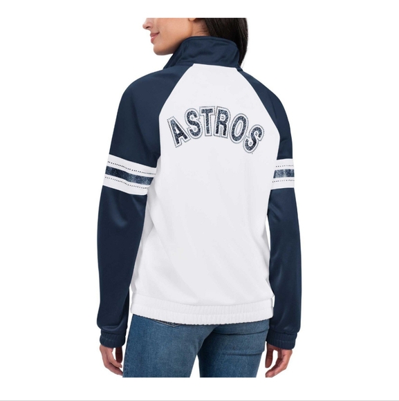 Women's Navy and White Varsity Jacket - Picture 1 of 7